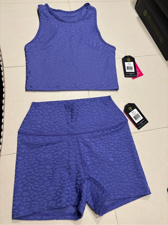 Zumba Fitness Pants - Zumba Fitness Purple Textured High-Waist Bike Shorts Set